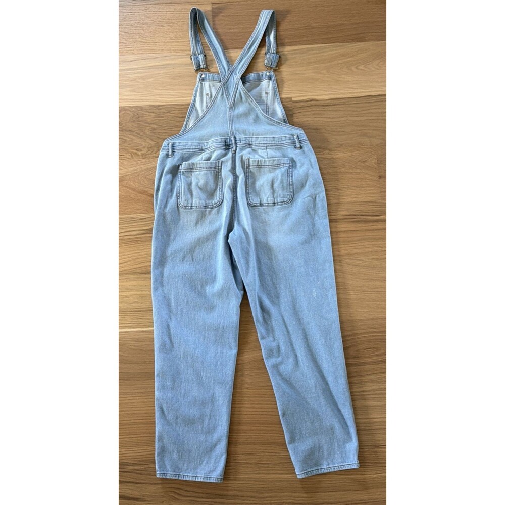 Sonoma Women Denim Bib Overalls M Light Blue Stretch Jean Grunge Streetwear Chic - Picture 3 of 16